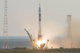 From the Baikonur cosmodrome launched rocket "Soyuz-FG" with manned spacecraft